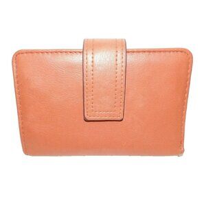 SAFE KEEPER orange, peach color bi-fold women's wallet approx 5.5 x 3.75" closed